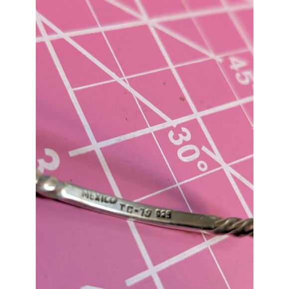 Taxco Mexico Straight & Twisted Sterling Silver Stacking Bangle Bracelet - Picture 3 of 7